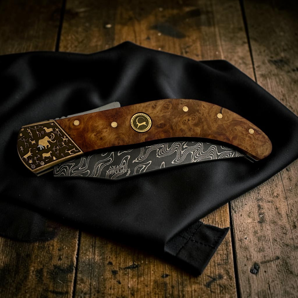 Ahşap Görünümlü Kavisli Katlanır Çakı – Model 13