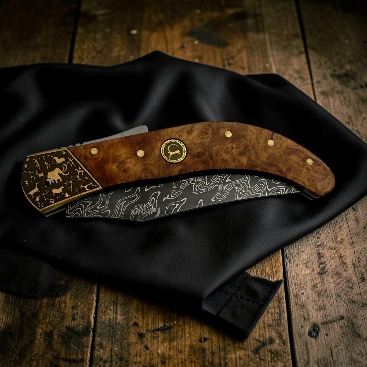 Ahşap Görünümlü Kavisli Katlanır Çakı – Model 13