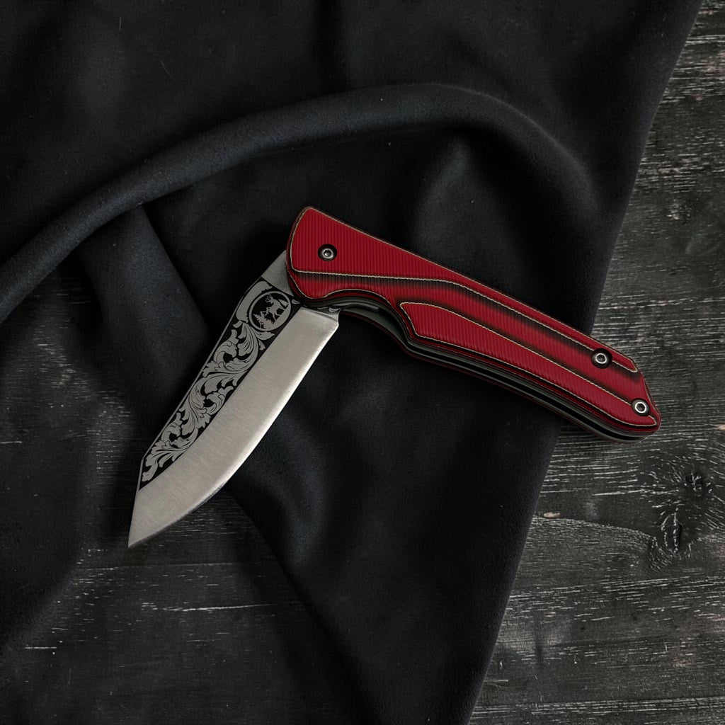Kırmızı Saplı Desenli Katlanır Çakı – Model 43