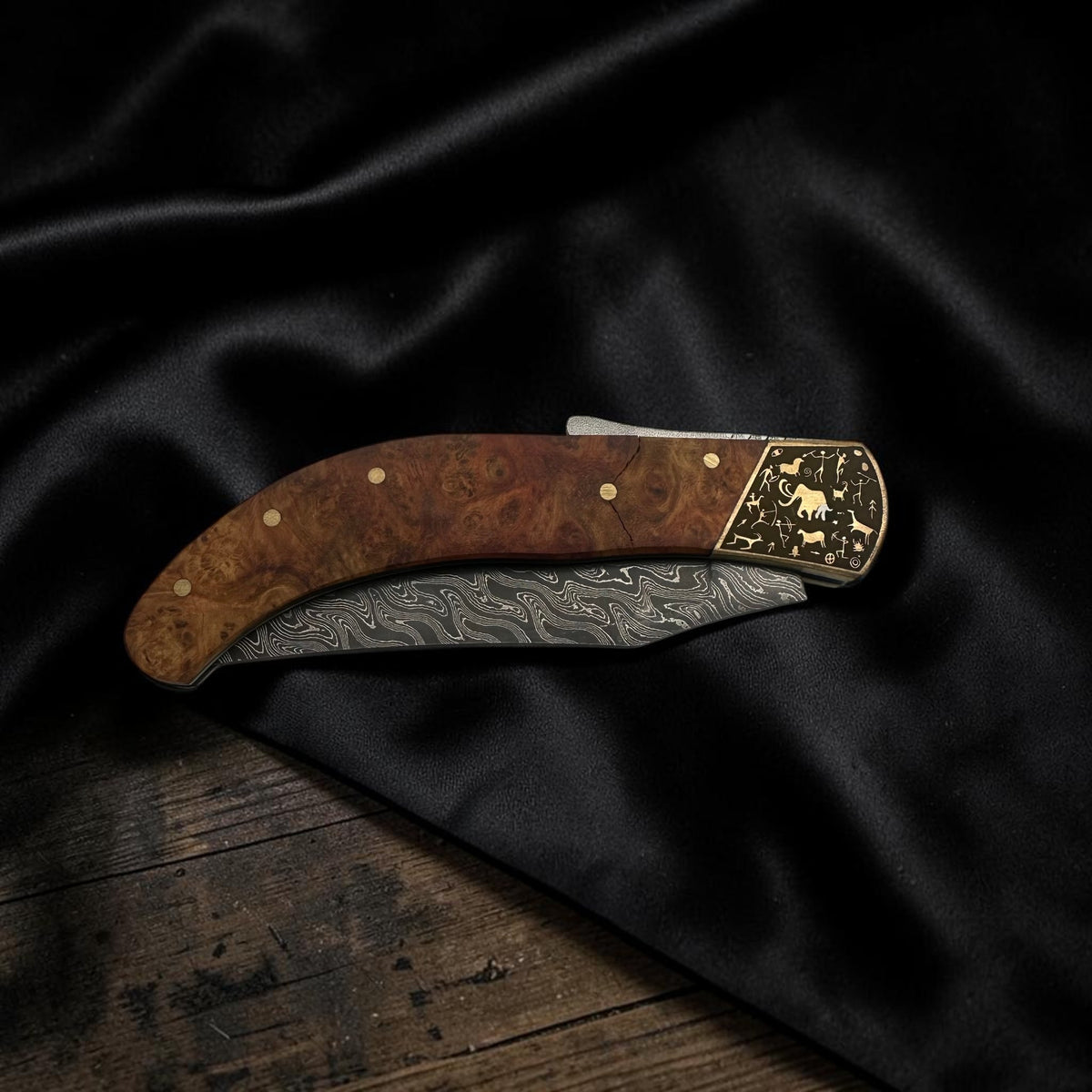 Ahşap Görünümlü Kavisli Katlanır Çakı – Model 13