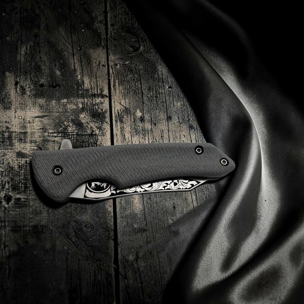 Gri Saplı Desenli Katlanır Çakı – Model 6