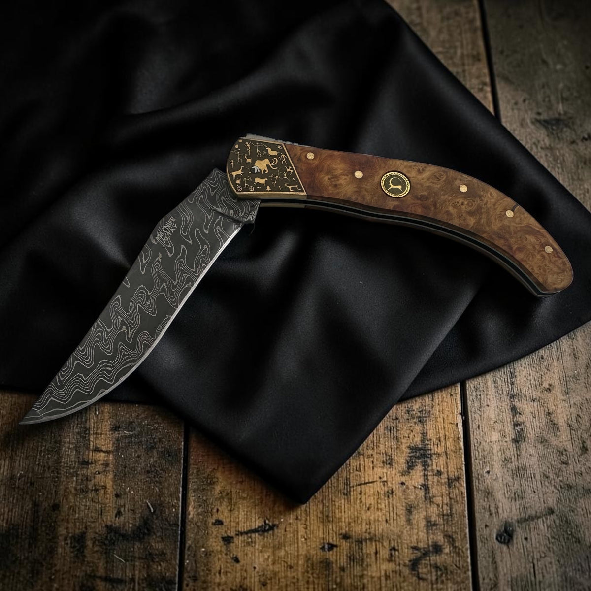 Ahşap Görünümlü Kavisli Katlanır Çakı – Model 13