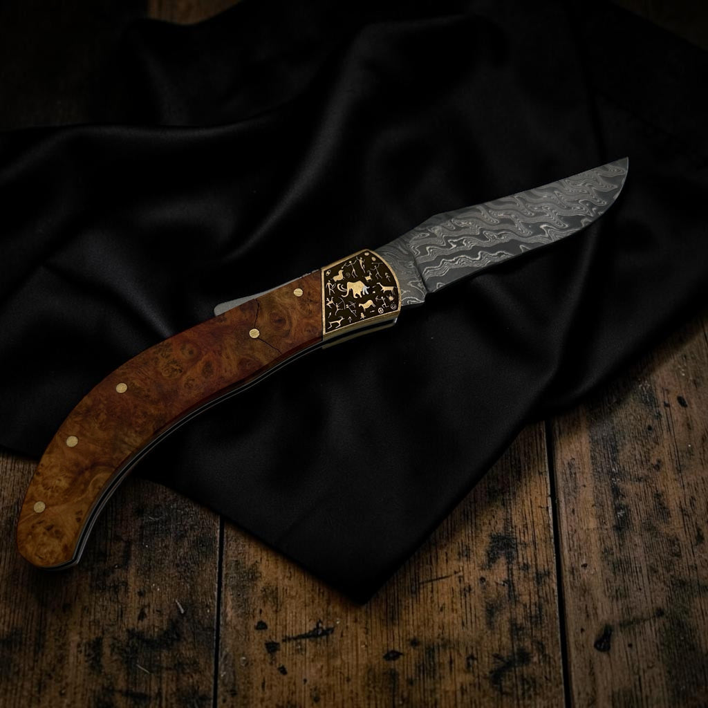 Ahşap Görünümlü Kavisli Katlanır Çakı – Model 13