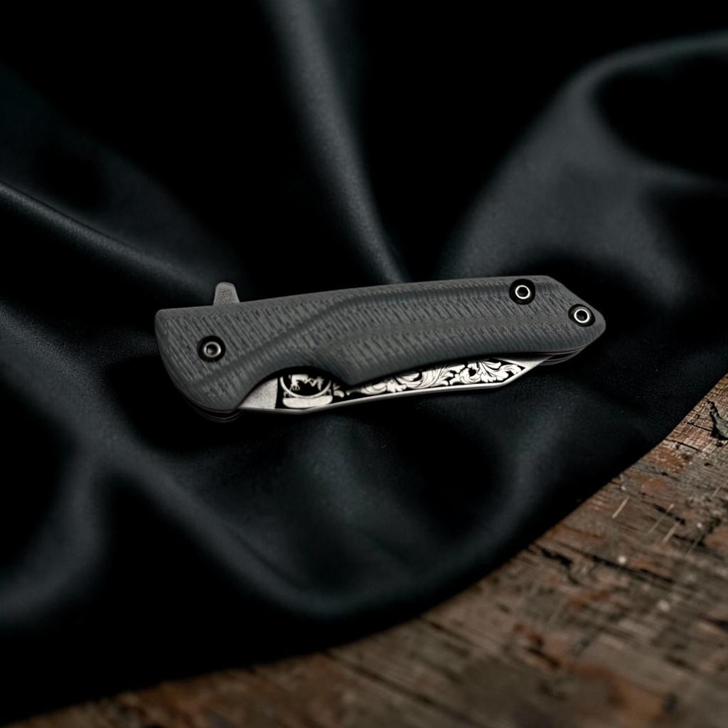 Gri Saplı Desenli Katlanır Çakı – Model 8