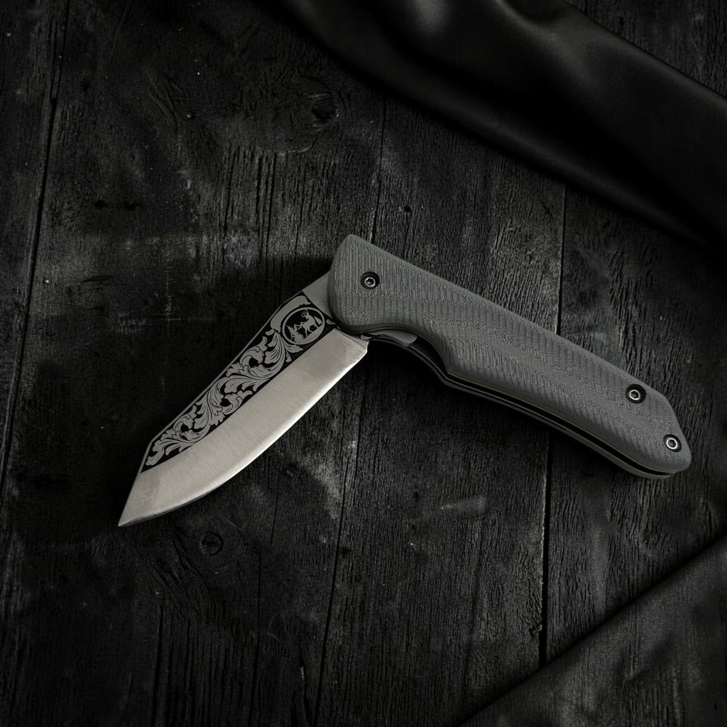 Gri Saplı Desenli Katlanır Çakı – Model 6