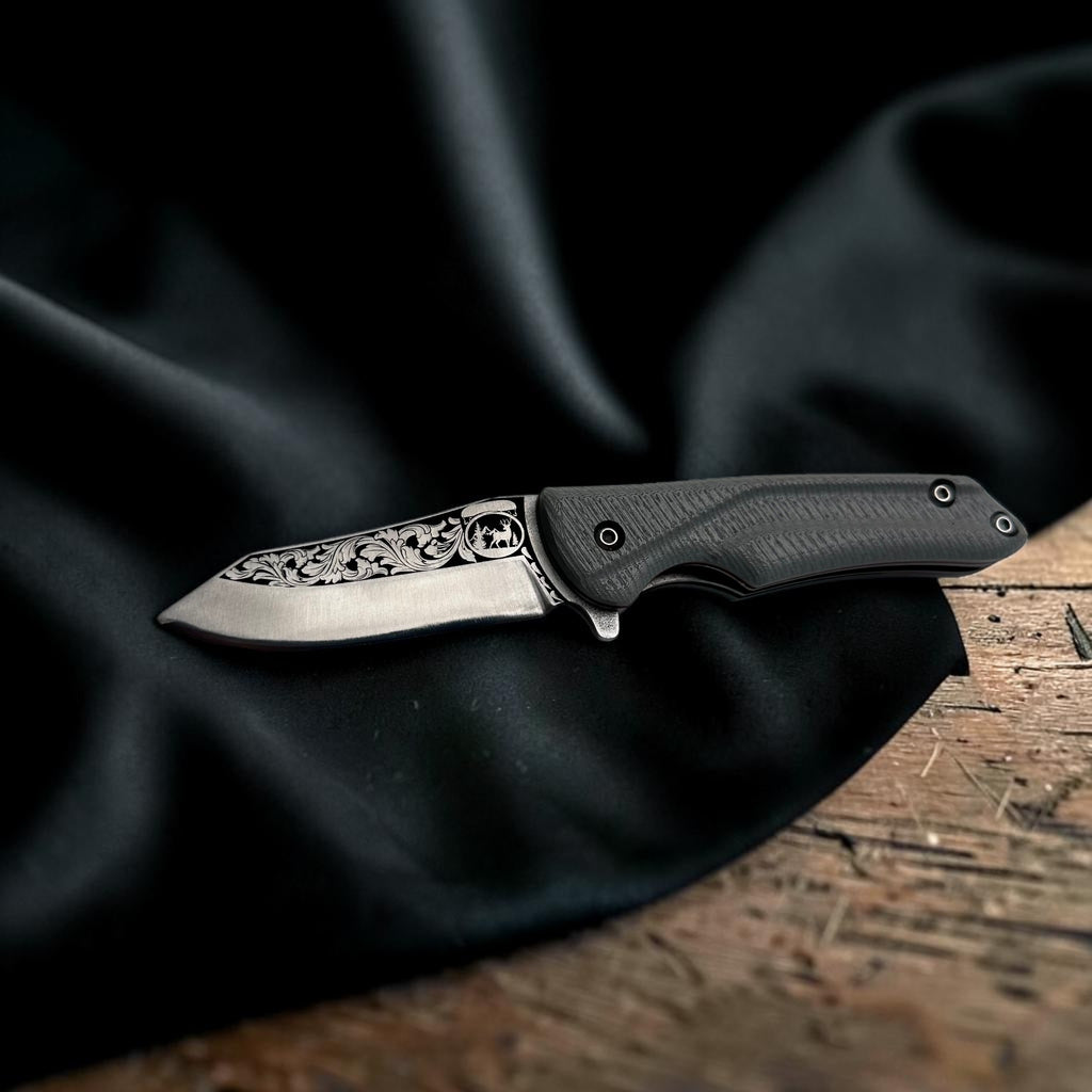 Gri Saplı Desenli Katlanır Çakı – Model 8