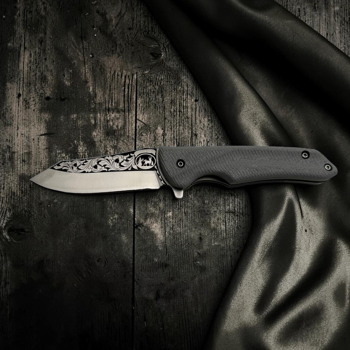 Gri Saplı Desenli Katlanır Çakı – Model 6