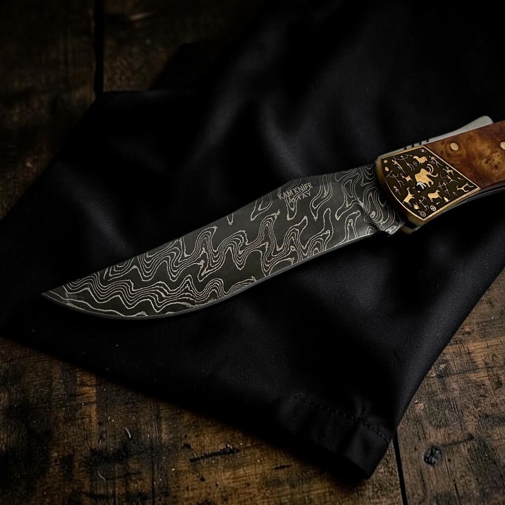 Ahşap Görünümlü Kavisli Katlanır Çakı – Model 13