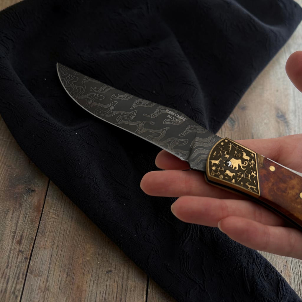 Ahşap Görünümlü Özel Detaylı Katlanır Çakı – Model 12