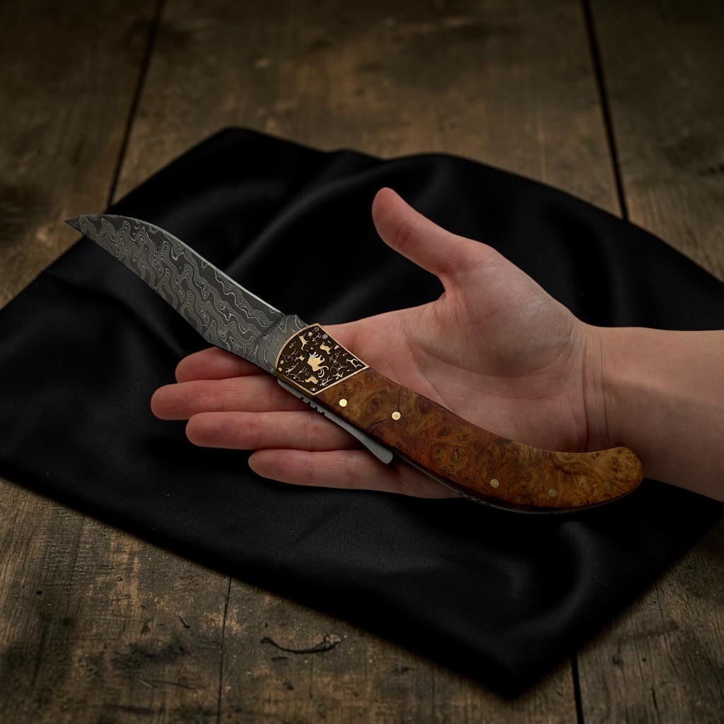 Ahşap Görünümlü Kavisli Katlanır Çakı – Model 13