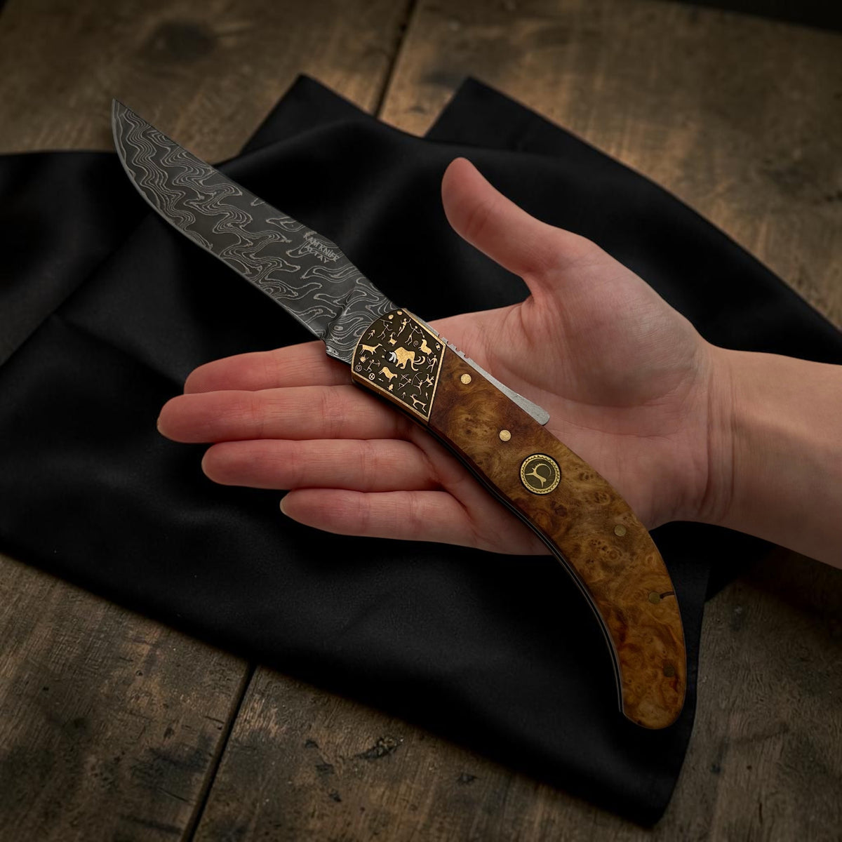 Ahşap Görünümlü Kavisli Katlanır Çakı – Model 13