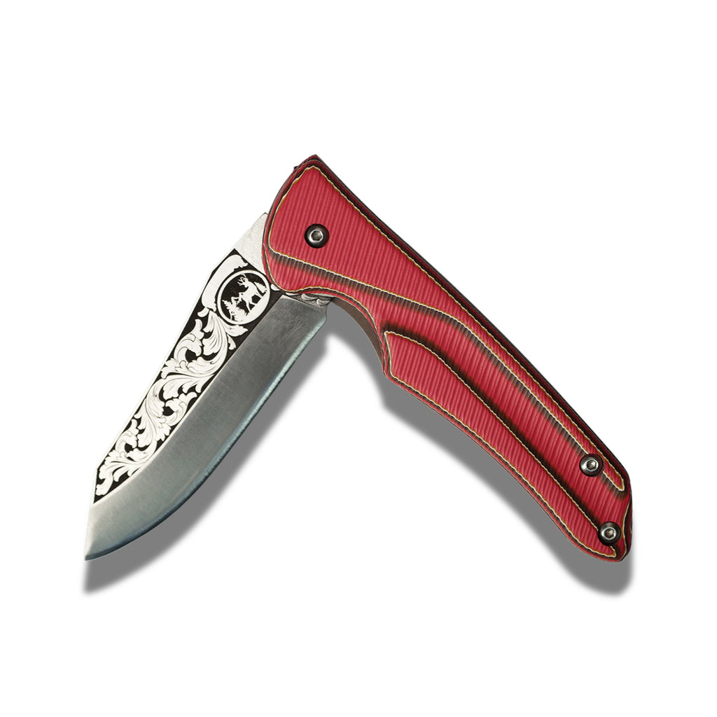 Kırmızı Saplı Desenli Katlanır Çakı – Model 43