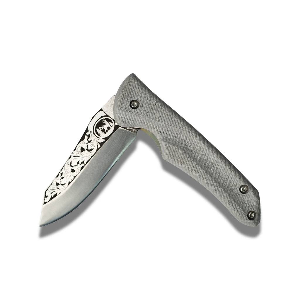 Gri Saplı Desenli Katlanır Çakı – Model 6